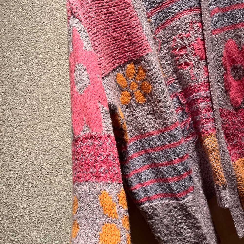 Sincerely Jules Womens Open Front Cardigan Pink Orange & Purple - Picture 2 of 5